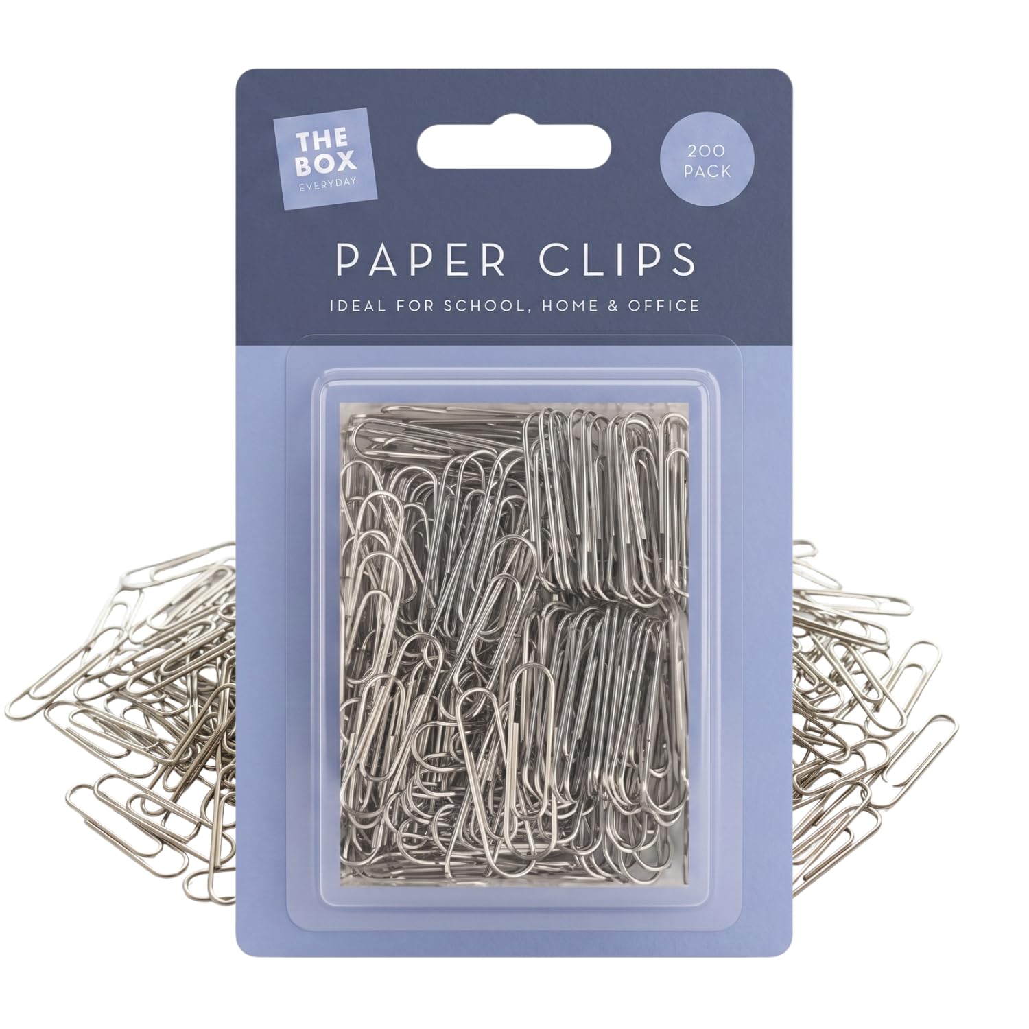 The Box Everyday Paper Clips 200 Pack, Medium Metal Paperclips for Office, School and Home Use, Smooth Steel-Wire Paper Clip Set for Filing, Documents and Light Crafts