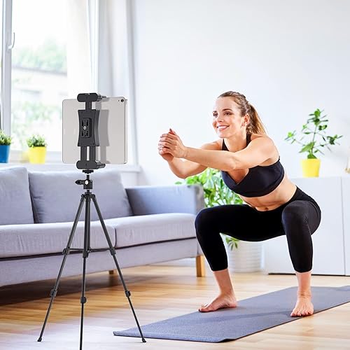 Miniatura 6 de Cenawin Tablet Tripod Mount Adapter with Ball Head, Holder for 4.7-12.9 Inch Tablets, Compatible with iPad Pro, Air, Mini, Selfie Stick, Monopod