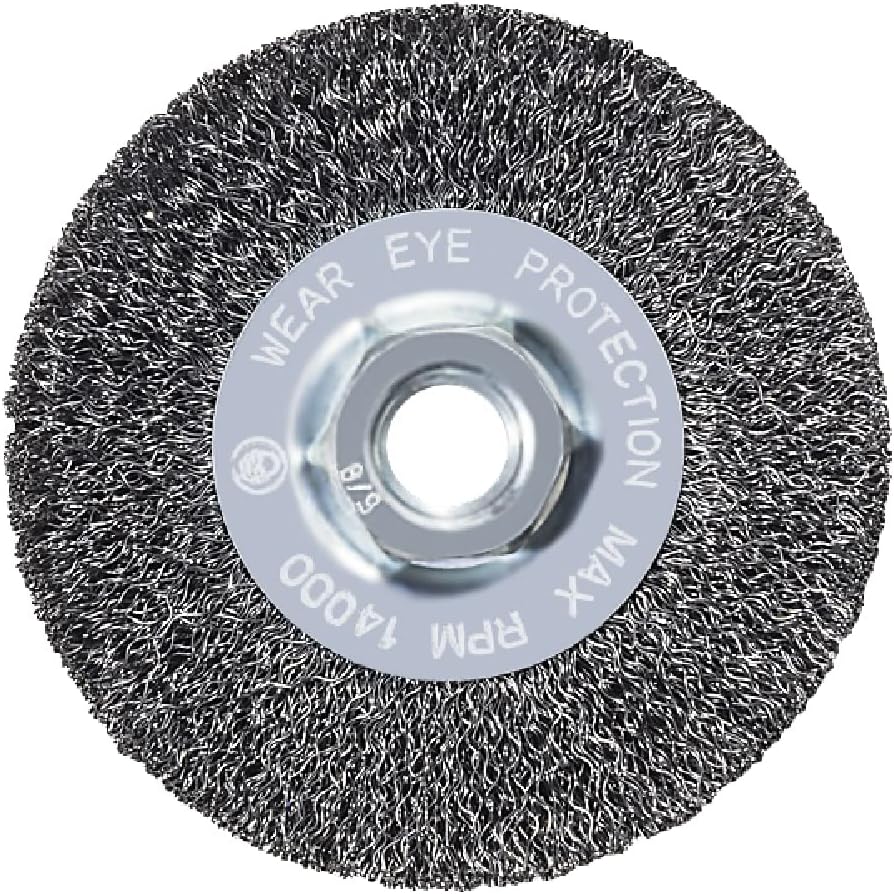 Mercer Industries 187010 - 4" x 1/2" x 5/8"-11 Crimped Wire Wheel, .014 Carbon Steel Wire