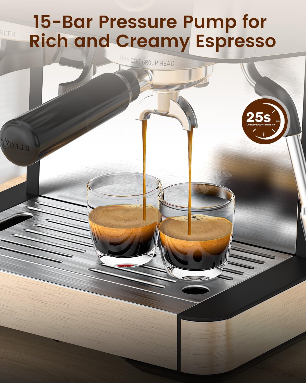 Garvee Cafetera negra CM5431-GS enchufe europeo | Preparación rápida, depósito agua extraíble, filtro reutilizable, apagado automático, ideal hogar oficina