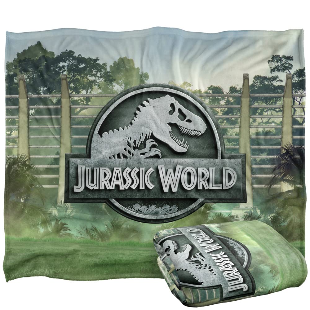 Jurassic World Jurassic World Fence Logo Officially Licensed Silky Touch Super Soft Throw Blanket 152 x 127 cm, 50" x 60"