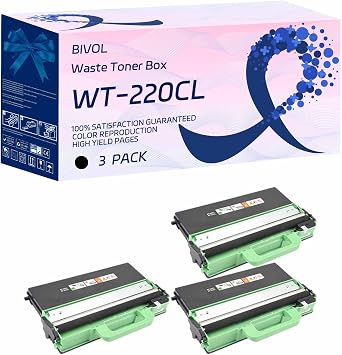 WT-220CL Waste Toner Box Compatible for Brother HL-3140CW HL-3170CDW HL-3180CDW Printers, High Yield 60000 Pages 3 Pack Black
