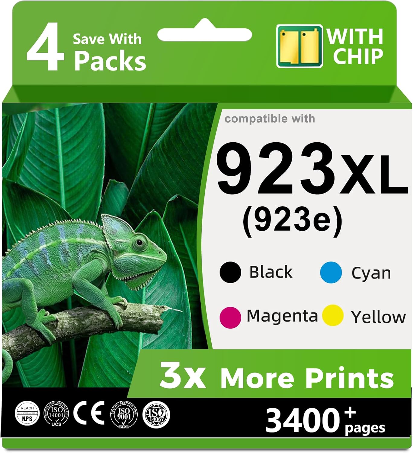 923XL 923e Ink Cartridges Combo 4 Pack Compatible Replacement for hp hp923 923 XL 923XXL Fit for 8130e 8138e 8135e OfficeJet Pro 8125e 8122e 8139e 8130 8132e 8124e 8132e Black Cyan Magenta Yellow