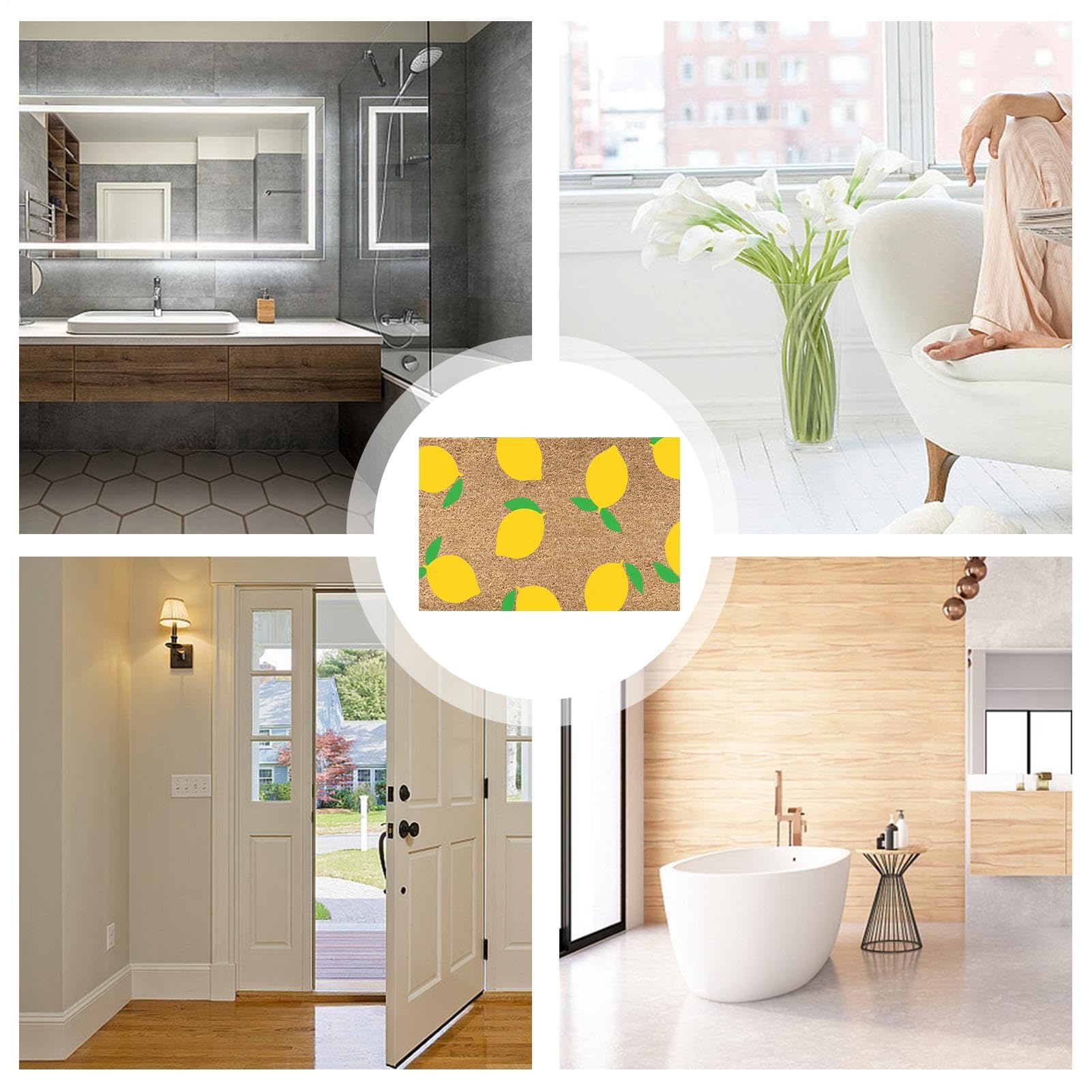 Tapete de bienvenida antideslizante con estampado floral decorativo para puerta delantera, cocina, garaje, entrada, dormitorio, duradero, fácil de limpiar, ideal para todas las condiciones climáticas