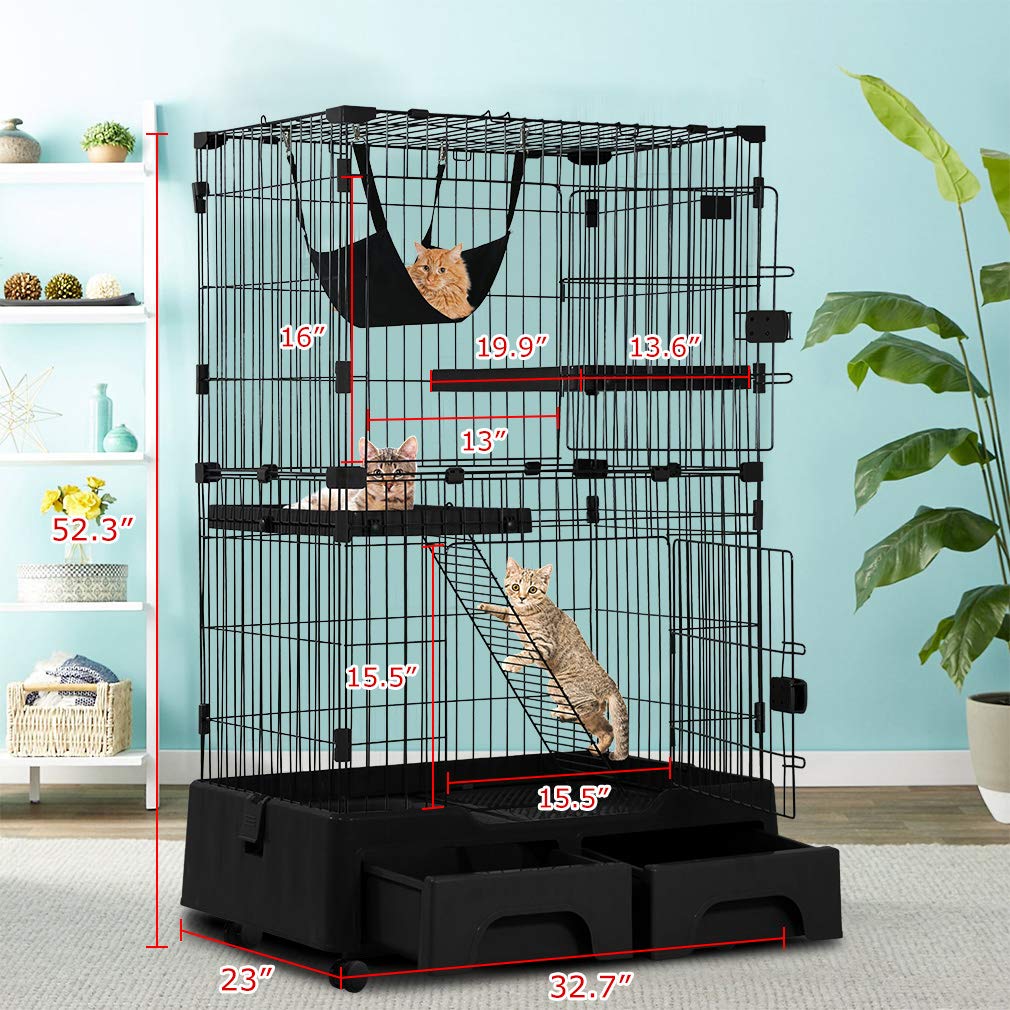 Cat Cage Playpen Kennel Crate 52.3 Inchs Height Cat House Cat Litter