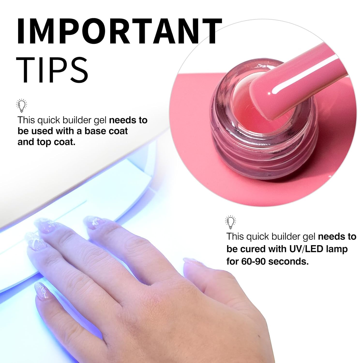 CANNI Quick Builder Nail Gel For Nails Set – 6 Colors 9ML Nude Soft Peach Pink, Soak Off UV LED Nail Extensions & Strengthening, Self-Leveling Builder Gel for DIY Manicure & Salon Use Women