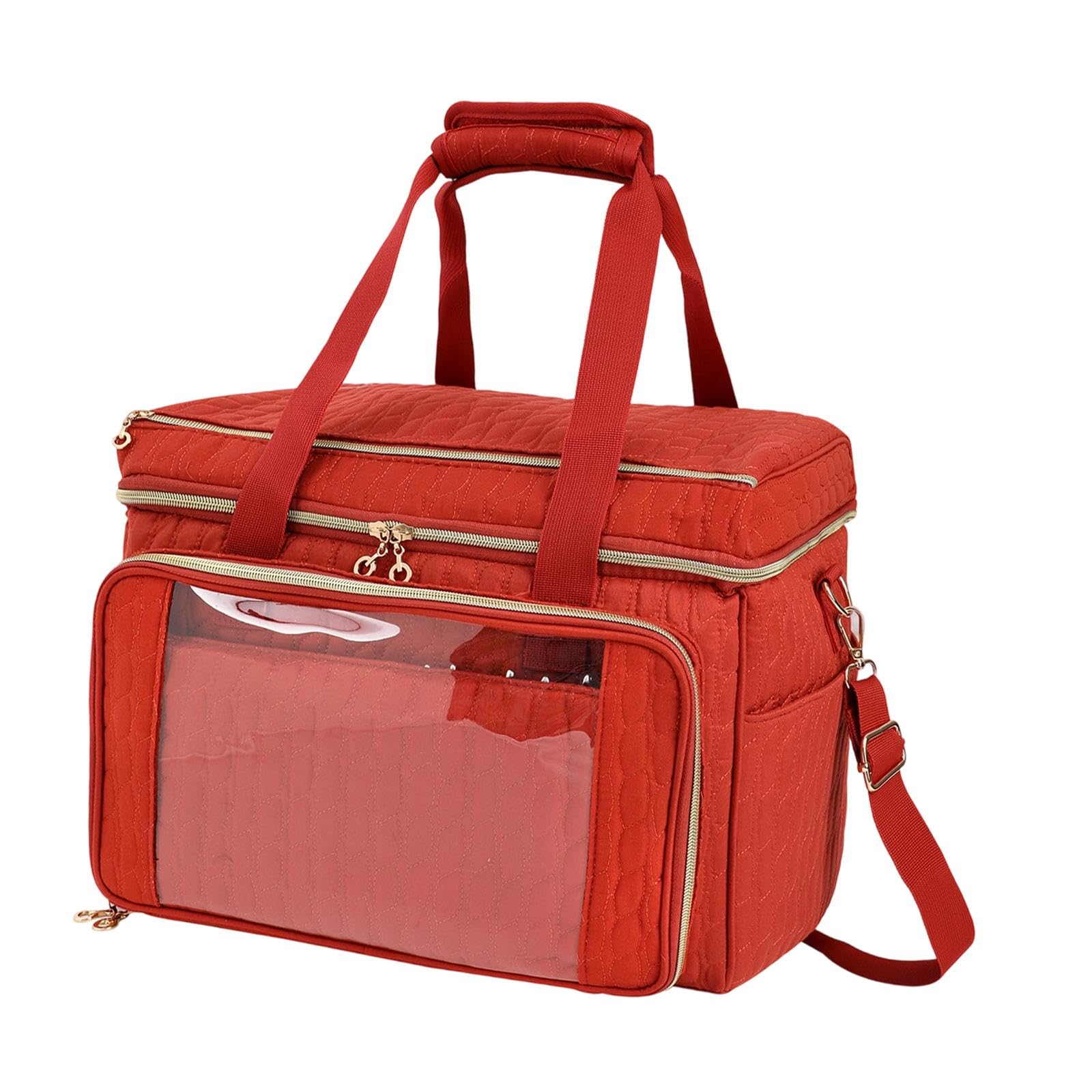 Bolsa de Tejer, Soporte para Guardar Hilo, Elegante Bolsa de Costura, Accesorios, Asa Portátil para Mesa de Parque, Rojo, Individual