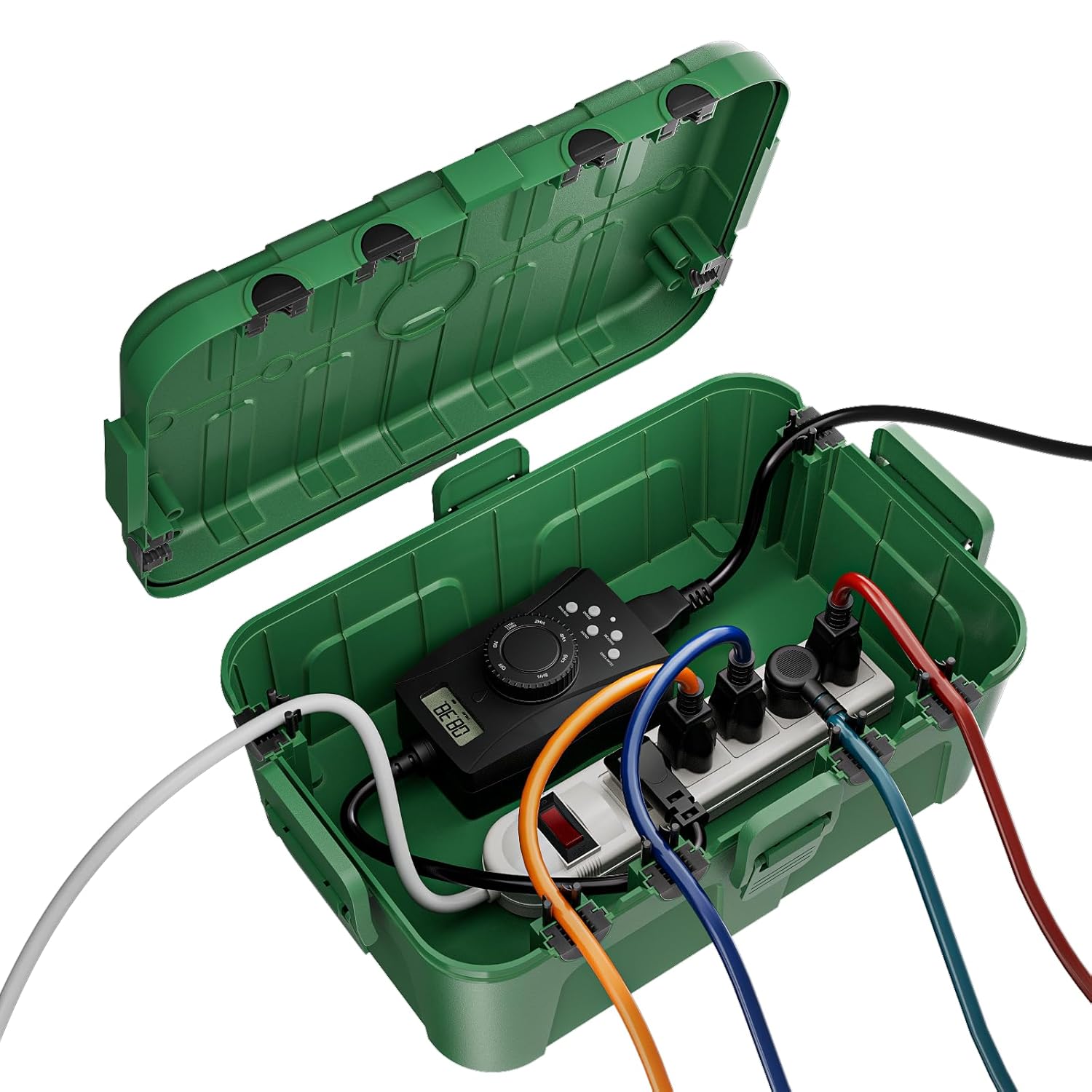 Outdoor Electrical Box Waterproof (12.5 x 8.5 x 5 inch) for Outlet, Plug, Holiday Lights, IP55 Waterproof Electrical Extension Cord Box, Green