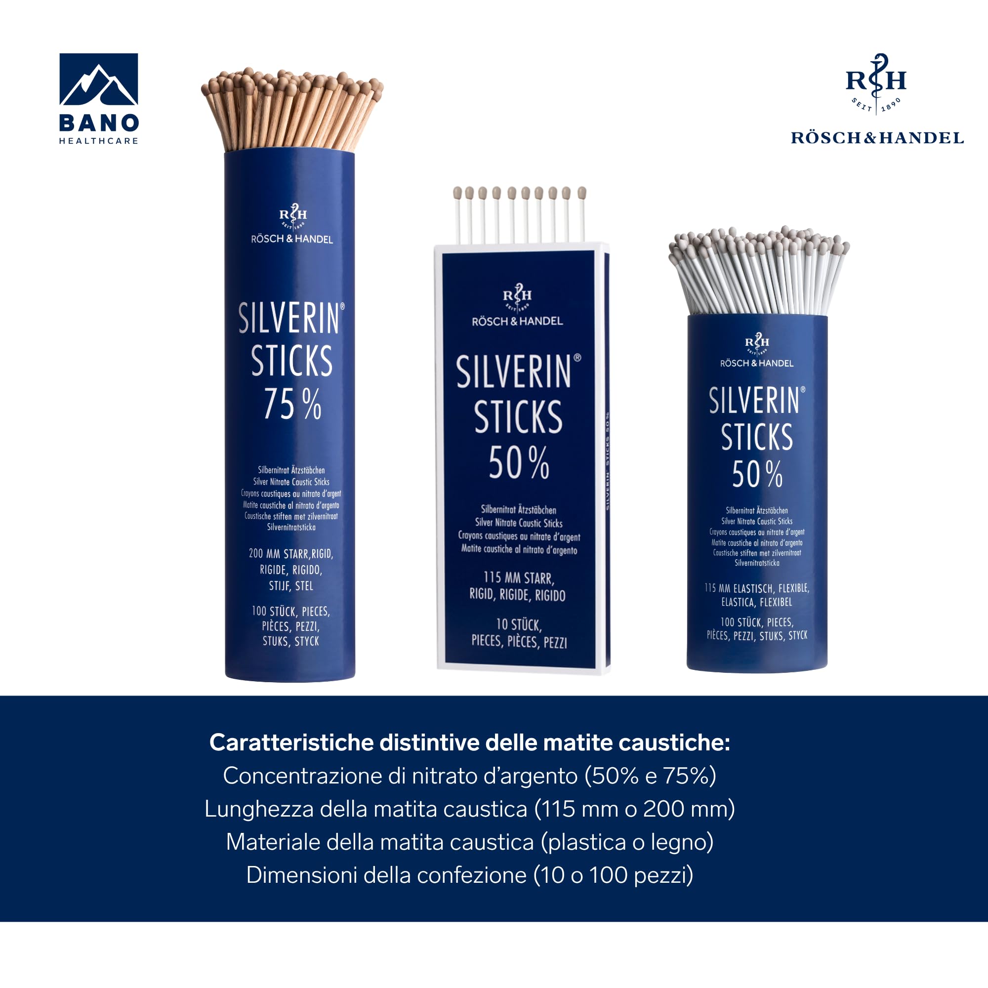 100 bastoncini di nitrato di potassio argentato, 115 mm, rigidi, 100 pezzi, 50% per il trattamento di carni selvatiche, verruche e calli, per la masturbazione e il commercio