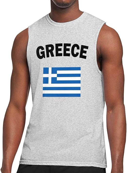JohnKi01 Mens Greece Greek Flag Sleeveless Tee Cotton