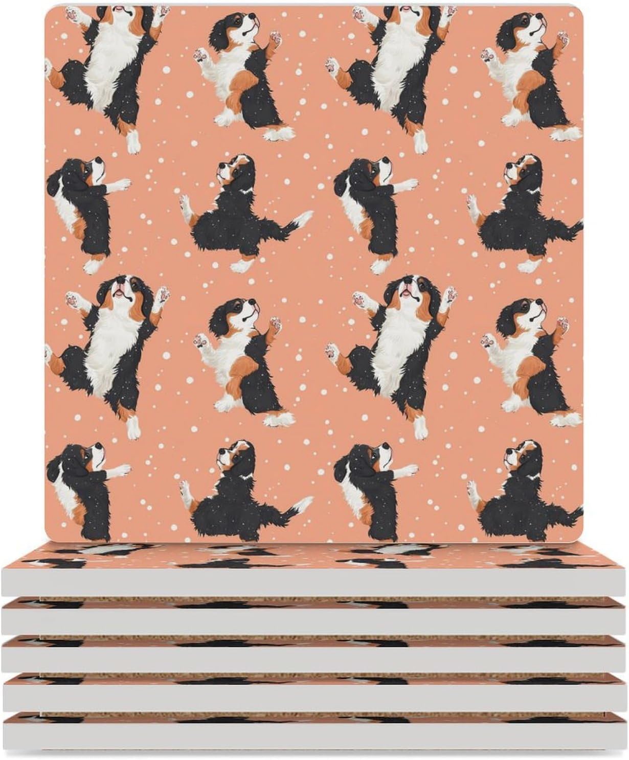 Bernese Mountain Dog Ceramic Coasters Square Drinks Coaster Coffee Table Decor Table Coaster for Home Bar
