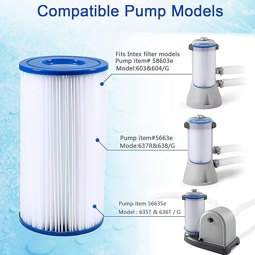 Miniatura 5 de PHIG, Cartucho de filtro tipo A o C para bomba de filtro Intex 59900E y 29000E, filtros lavables para piscina para filtros de 500, 530, 800, 1000 y
