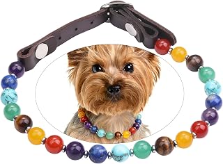 Healing Crystal Beaded Dog Collar–Genuine Natural gem,7 Chakra Beaded Pet Necklace, Pet Gift, for Daily Wear
