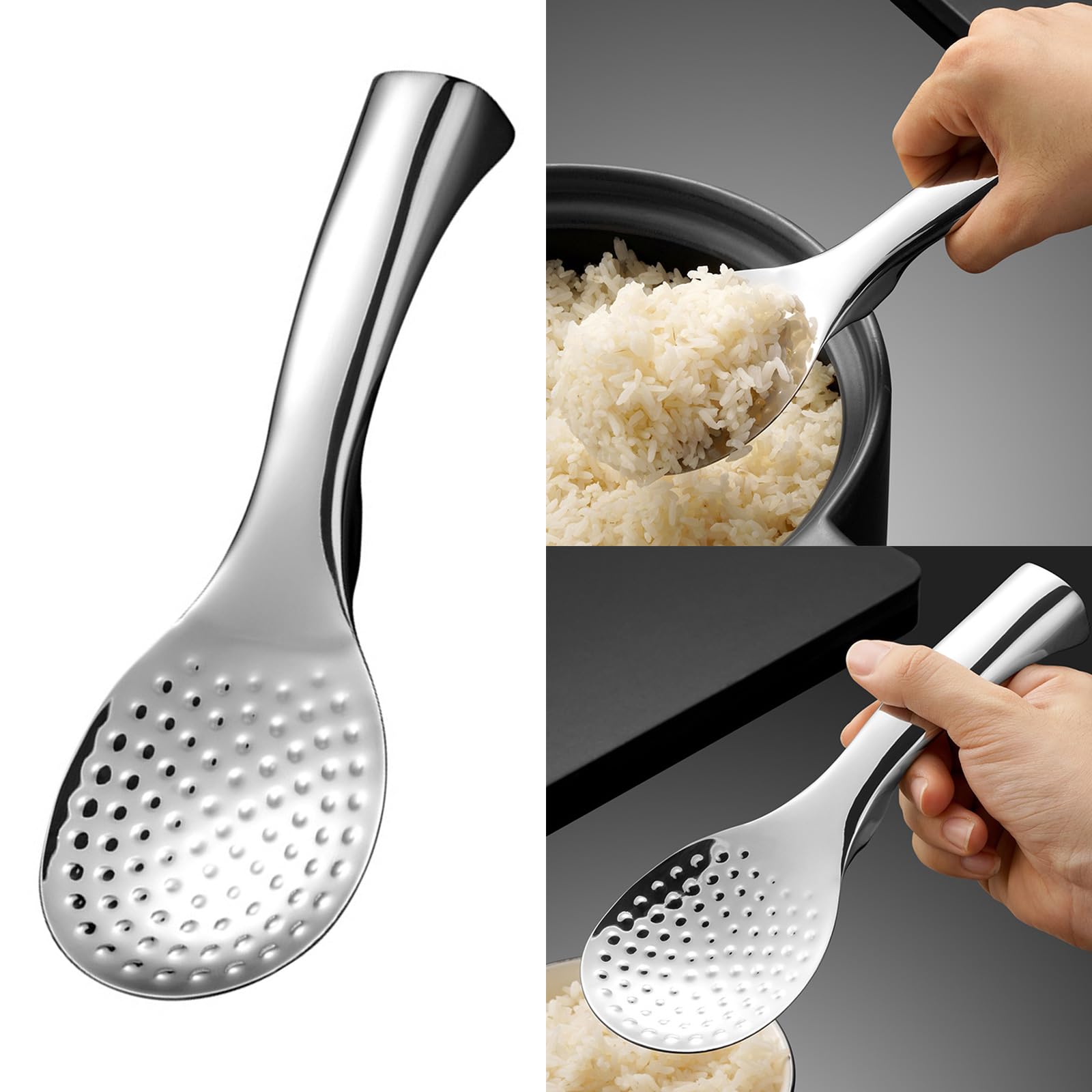 Sturdy And Uprights Rice Ladles Space Saving Uprights Designs Rice Spoon Practical Stainless Steel Rice Scoops
