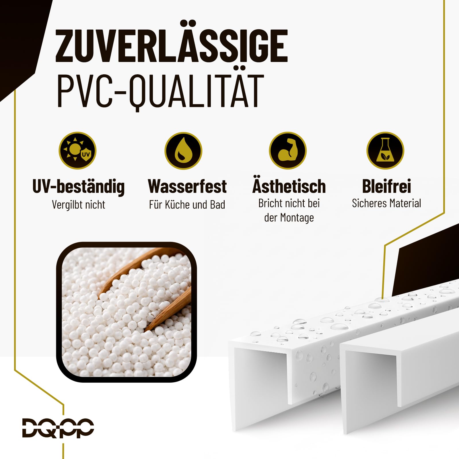 DQ-PP Perfil de cubierta para placas de yeso – Tamaño: 66 x 22 mm – Longitud: 200 m (100 x 2 m) – Color: blanco – Material: PVC – Protección de bordes para placas de yeso de 12,5 mm – perfil de yeso