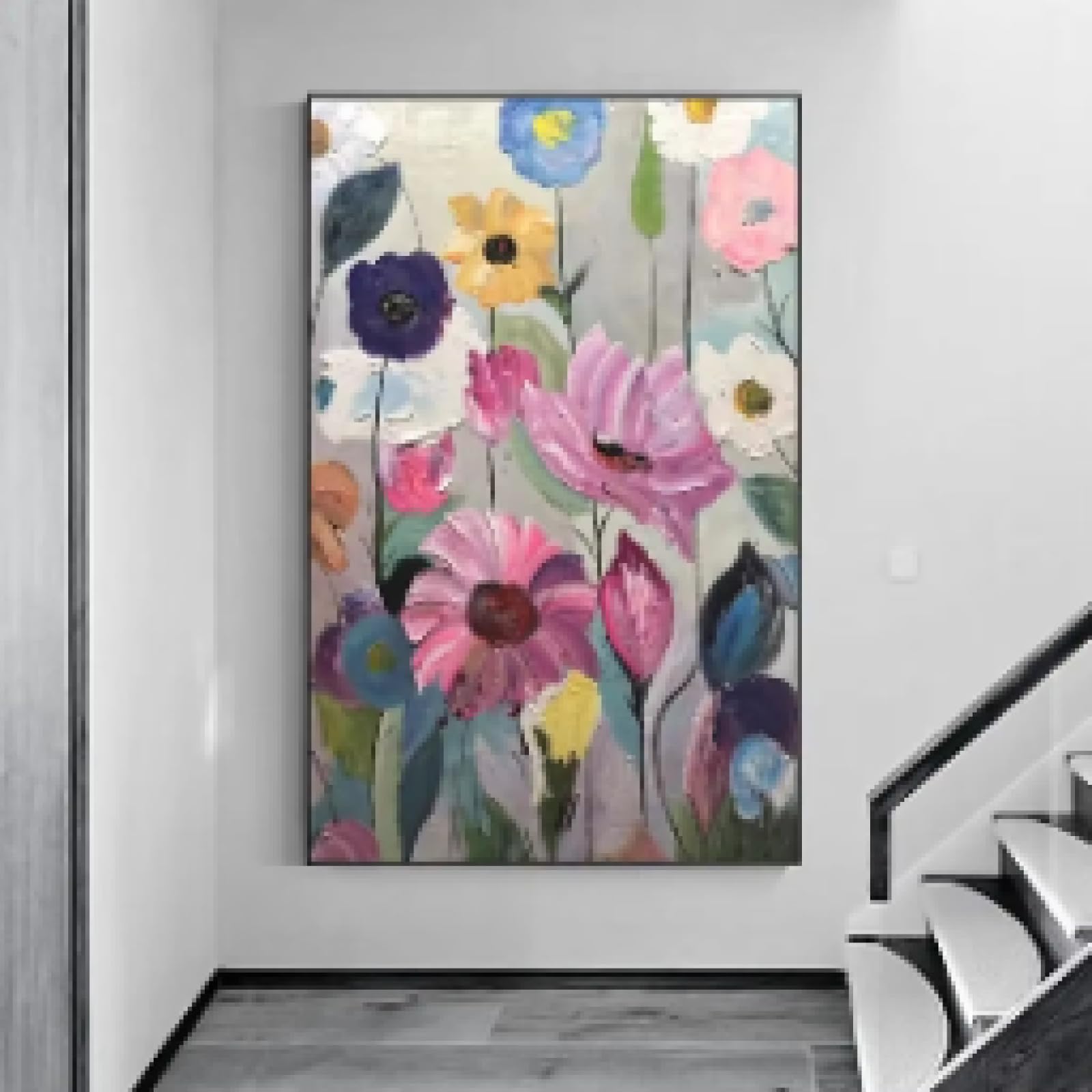 MAIMANG Skandynawska klasyczna abstrakcyjna sztuka ścienna duży kwiat botaniczna farba plakat nadruk dekoracja salonu 60 x 90 cm bez ramy