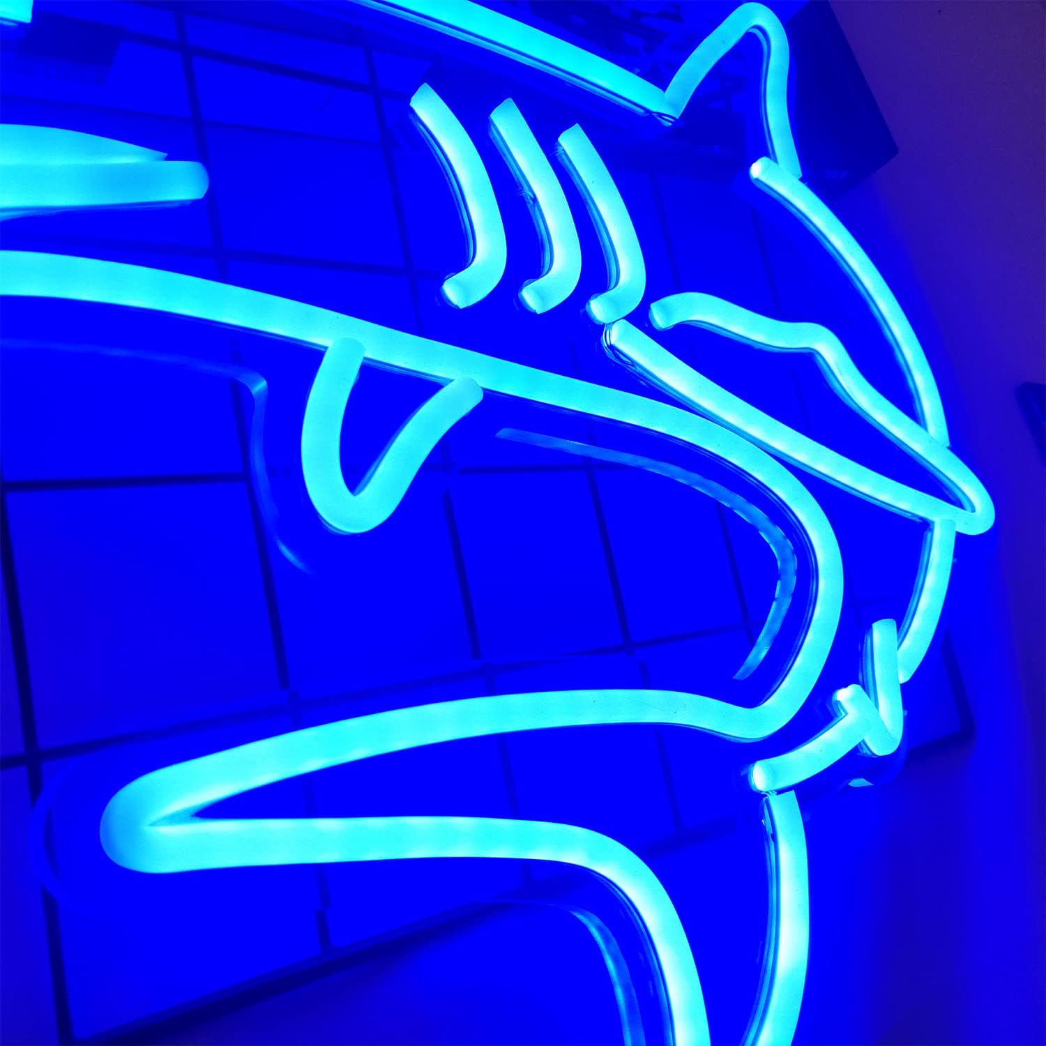 Dimmable Shark Neon Signs for Wall Decor,Large Reusable Shark Neon Light Sign for Boys Gifts Living Game Room Shop Hotel Bar Birthday Party Decor Lifelike Shark Night Light 16.5X13.5 Blue - Image 4