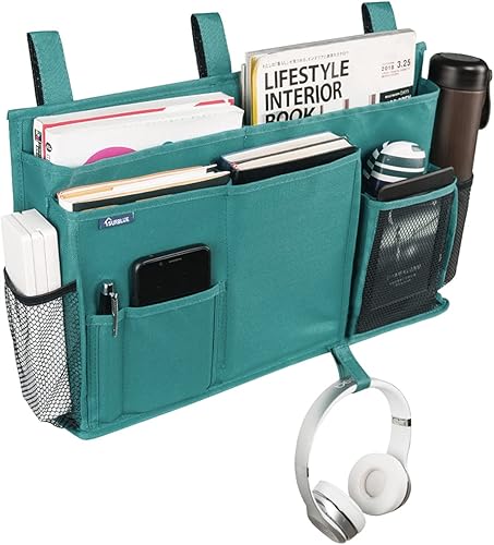 Miniatura 2 de Surblue Organizador de cama colgante para mesita de noche, bolsa de almacenamiento con bolsillo para literas y camas de hospital, habitaciones