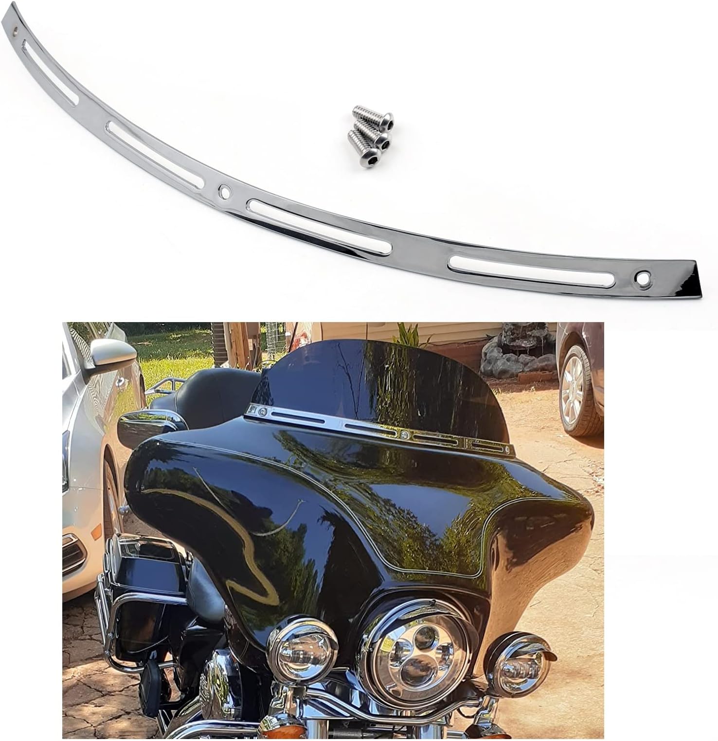 ANONEMOTO Slotted Windshield Trim Chrome Polished Stainless