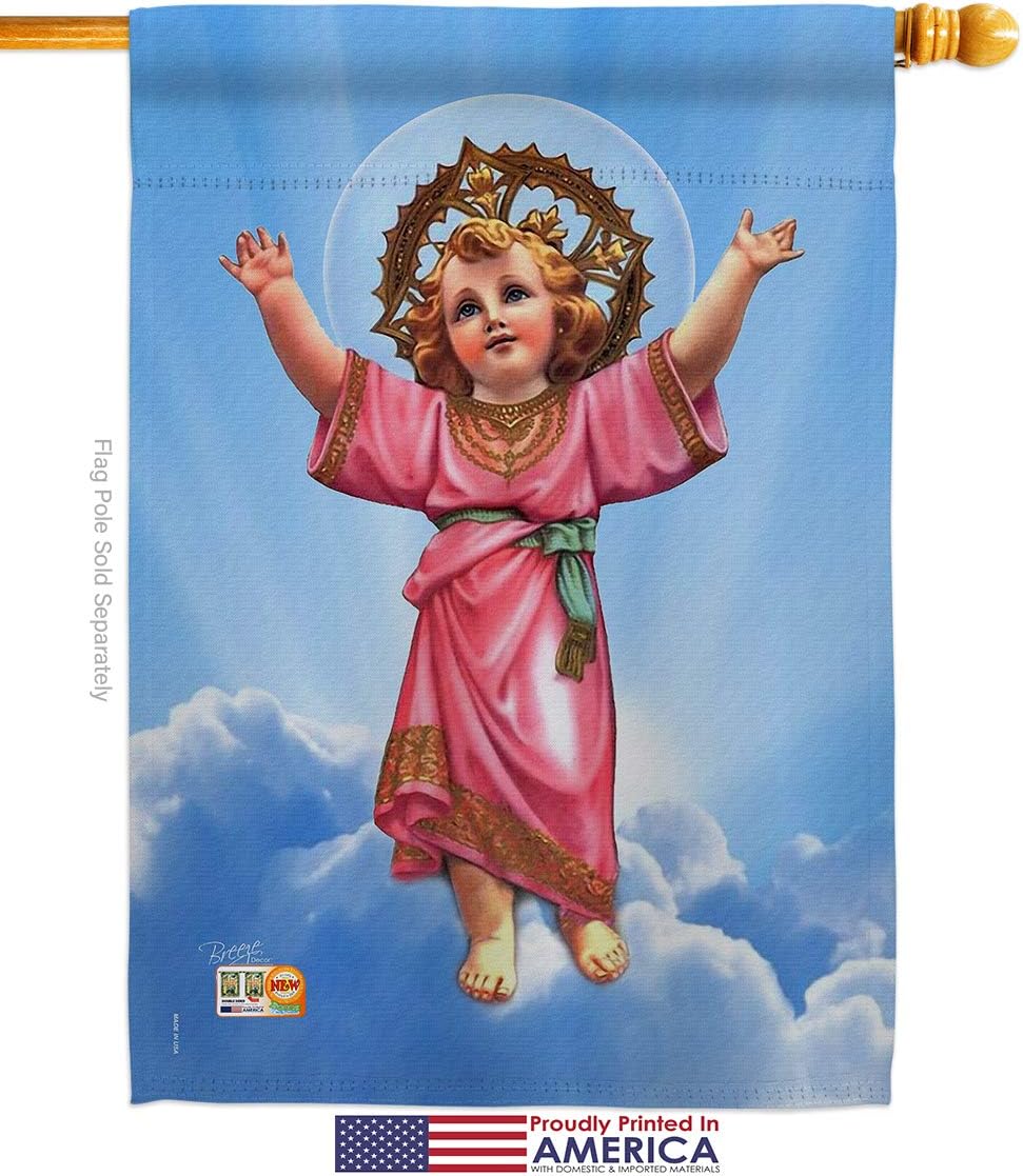 Divine Baby Jesus House Flag Religious Faith Hope Grace Peace Dove Christian Religion Easter Small Decorative Gift Yard Banner Made In USA 28 X 40