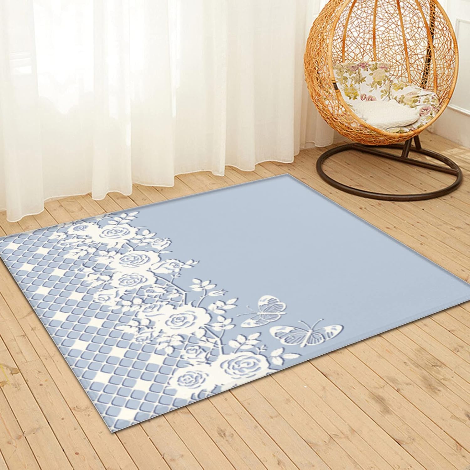 3 x 5 feet Shabby Chic Style Super Soft Area Rug for Kids Baby Nursery, Nursery Decor Throw Rugs for Bedroom, Kids Room, Upgrade Anti-Skid Durable Rectangular Fuzzy Rug