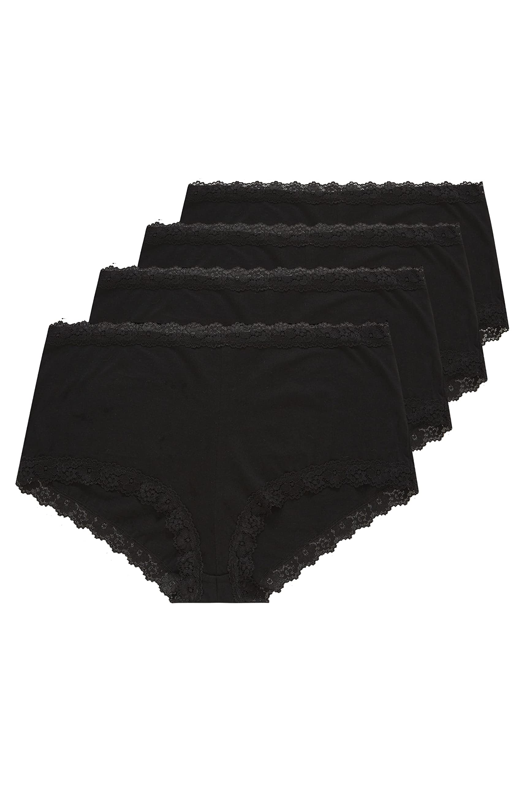 Yours Women's Black 4 Pack Knicker Shorts In Size 30-32