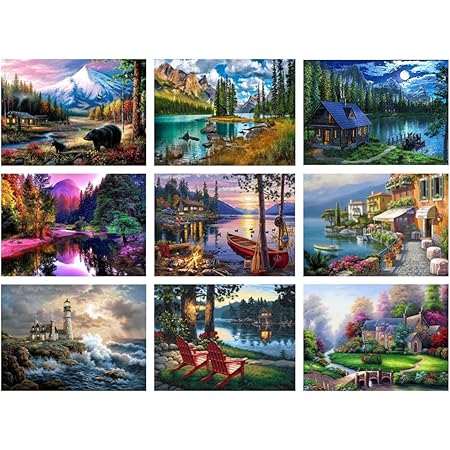 QENSPE 5D Diamond Painting Dorp Landschap 30x40cm - Volledige Boor DIY Diamant Schilderen Voor Volwassenen