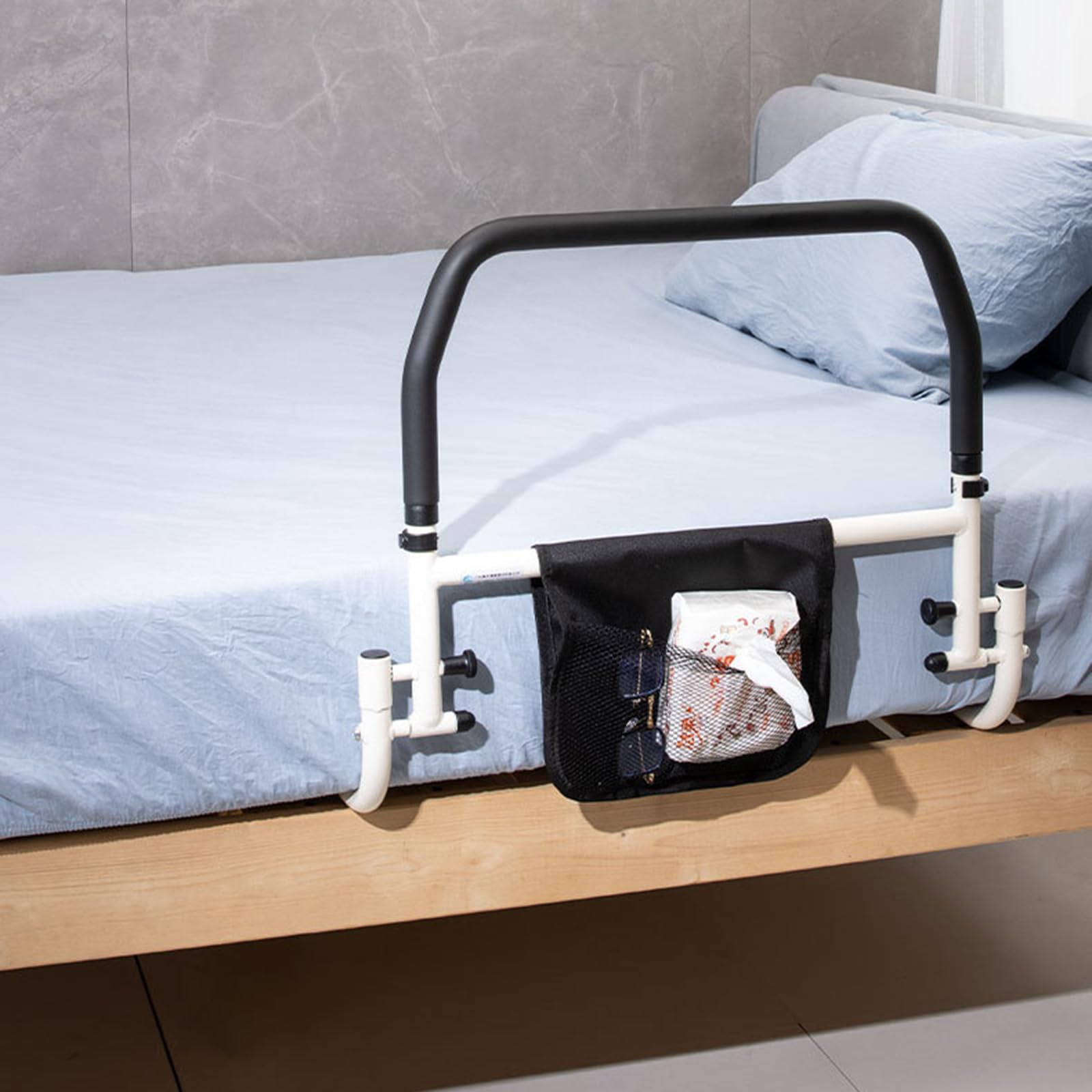 Barriera Letto Per Anziani - Griglia Pieghevole, 4 Marce, In Metallo Con Design Legno - Foto 11