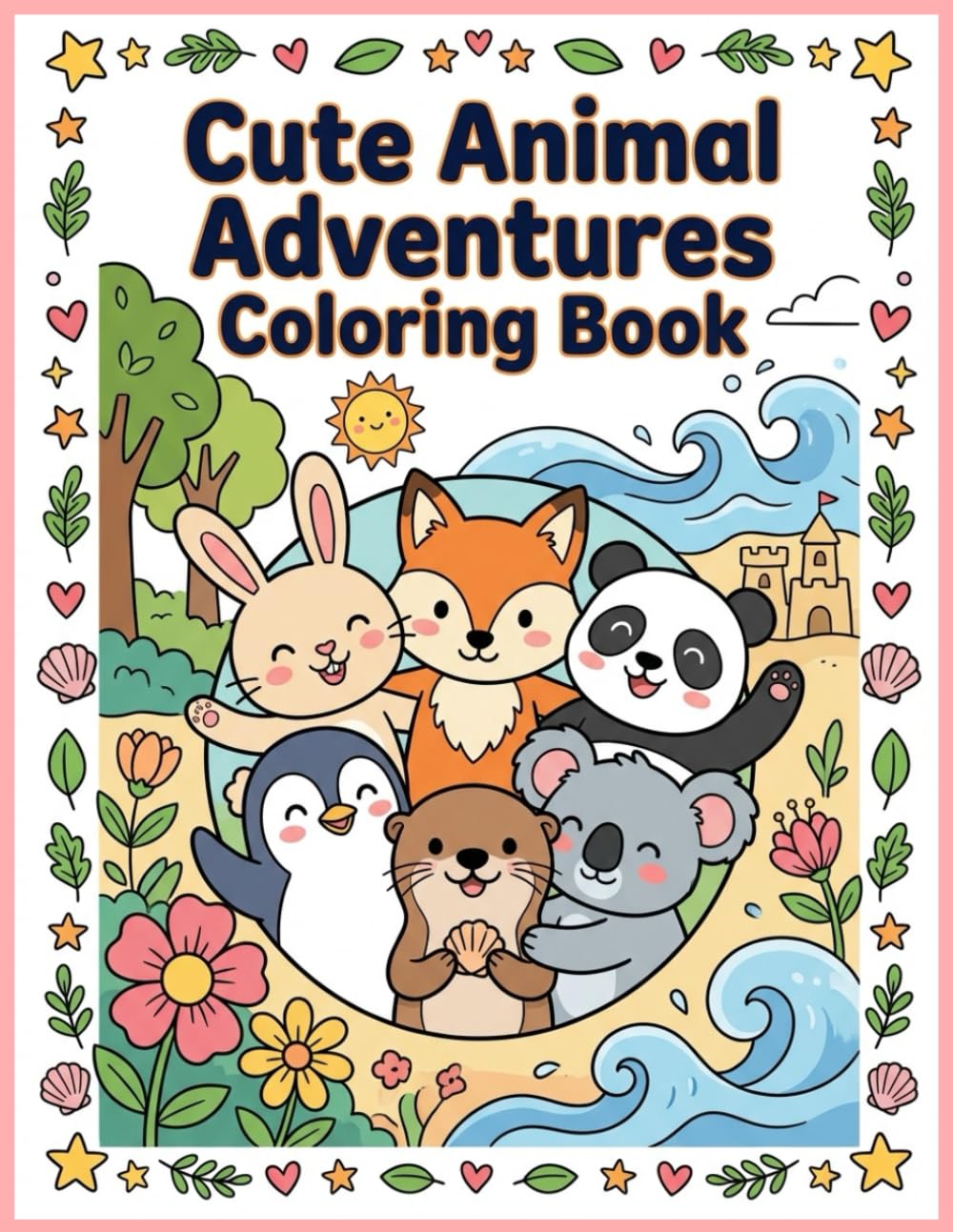 Cute Animal Adventures Coloring Book: 63 Fun & Cozy Scenes for Kids