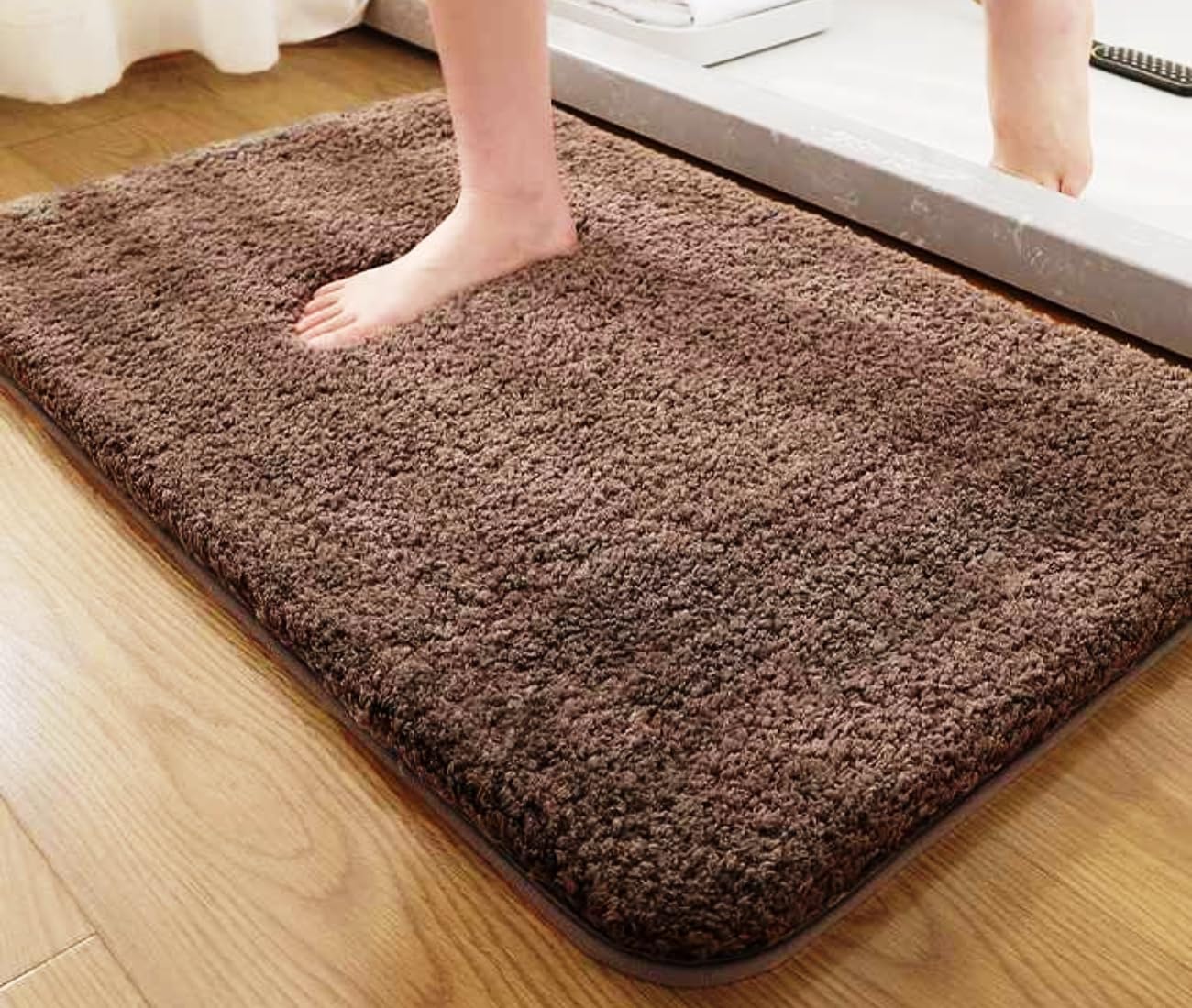 HOWNICE Decore Microfiber Door Mats for Home Entrance Living Room | Anti Skid Doormats for Bathroom Entrance and Bedrooms | Main Door Mats for Entrance Mat (Bedroom Matt Brown Mat)