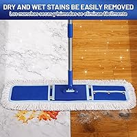 Vista 3 de 36" Mopa comercial para polvo: Escoba de polvo seco para limpieza de pisos de madera dura - 2 almohadillas de mopa reutilizables, mango largo de 59