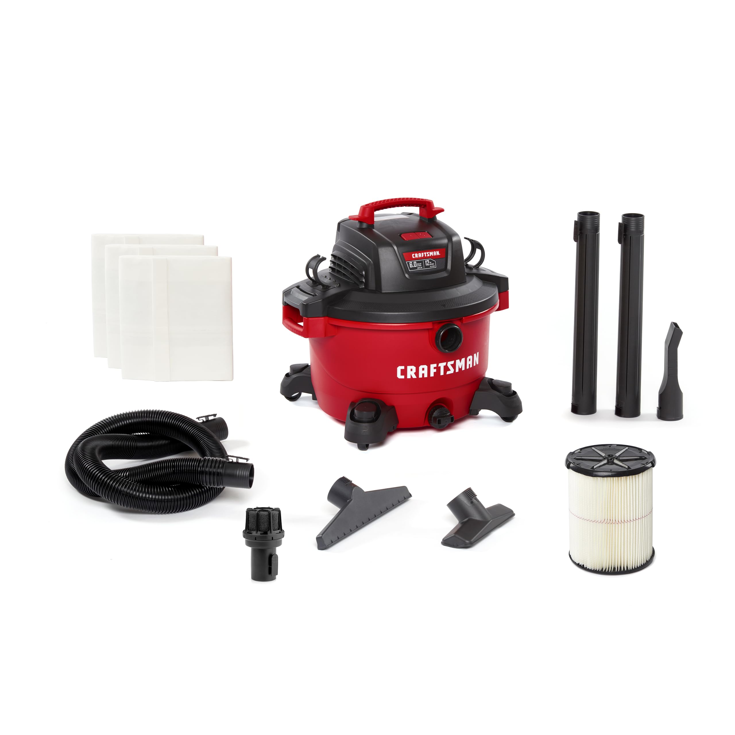 CRAFTSMAN CMXEVBE17594 12 Gallon 6.0 Peak HP Wet Dry Shop Vacuum Bundle