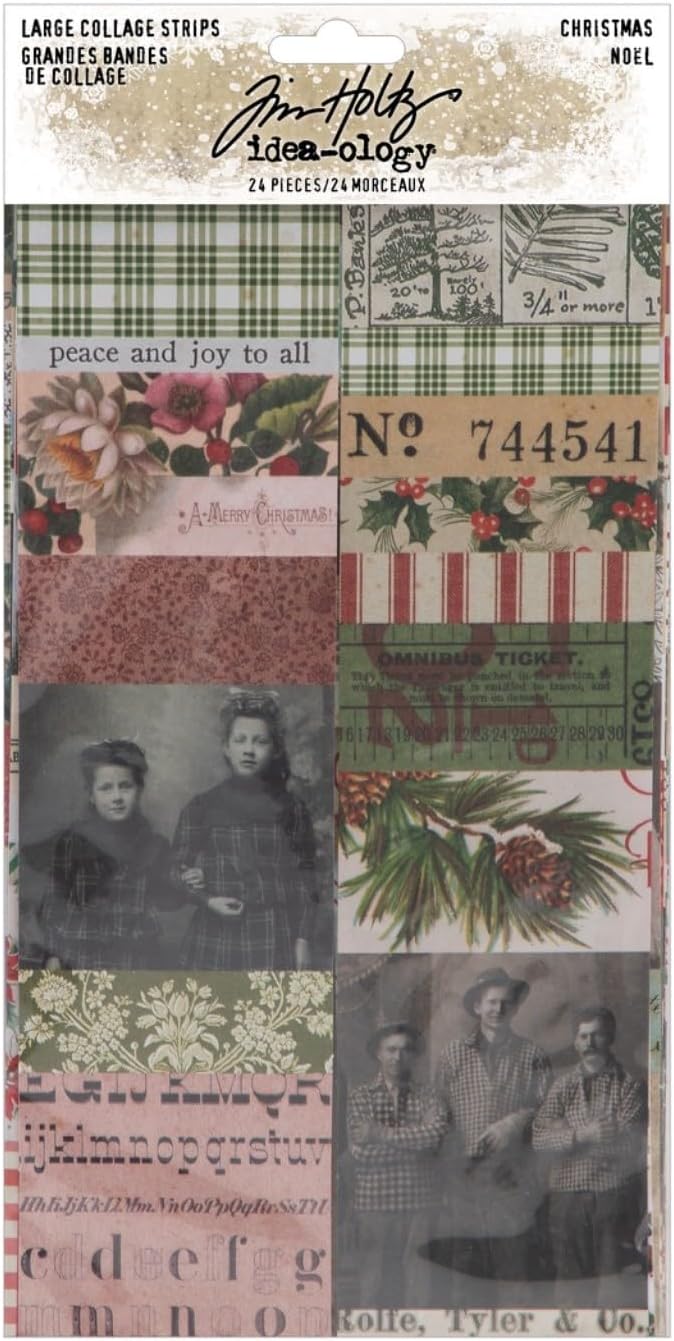 Tim Holtz Idea-ology Christmas 2025 Sticker Book & Large Collage Strips - Two Item Bundle
