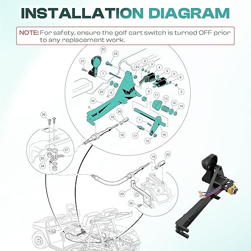 Miniatura 6 de Drive-up Kit de montaje de palanca de cambios hacia adelante y marcha atrás para Club Car DS 1992-Up Gas Golf Cart OEM 1016947 8248 8233