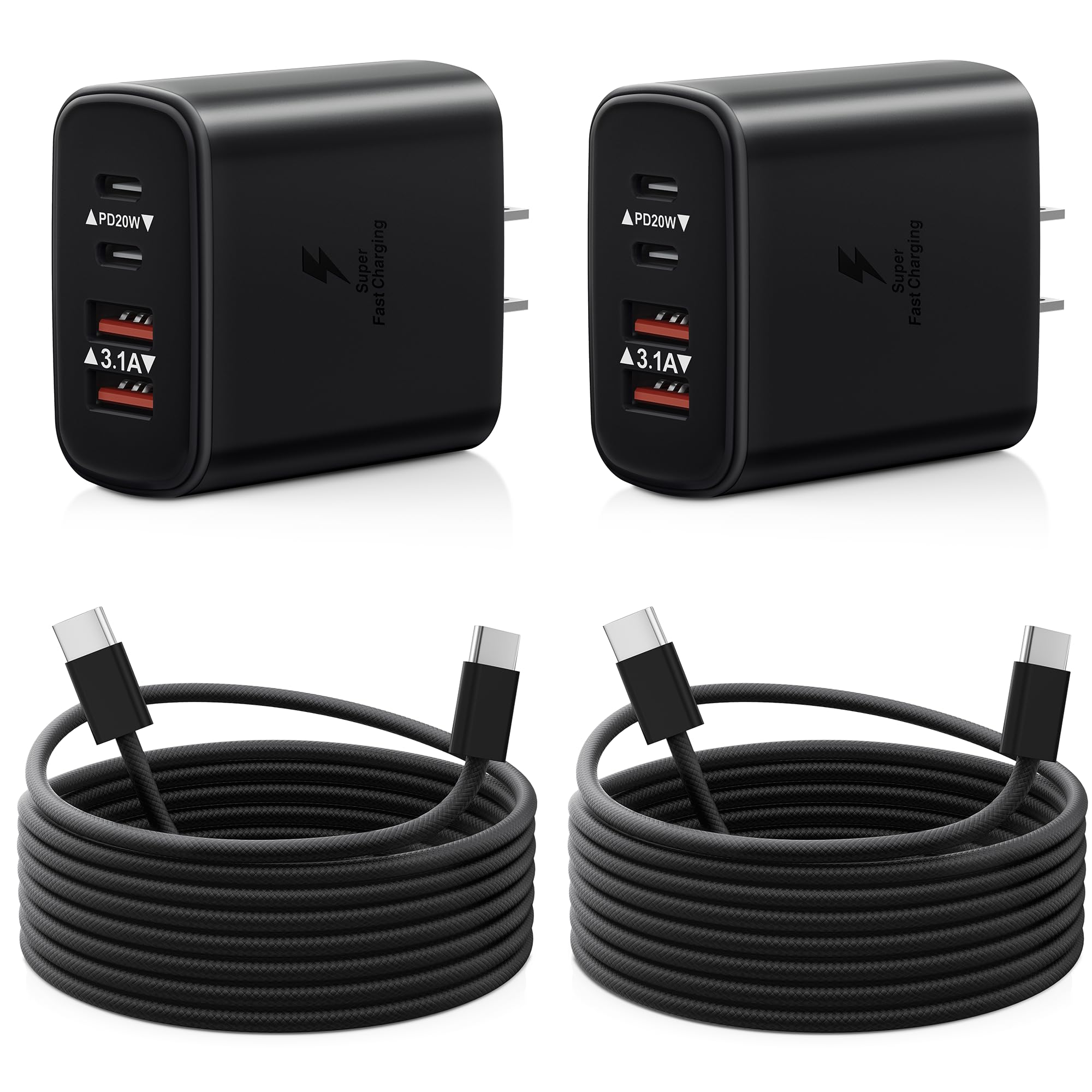 iPhone 16 Charger, 2-Pack USB C Charger Block &amp; 6ft Type C Charger Cable Fast Charging for iPhone 16/16 Plus/16 Pro Max/15 Series/iPad Pro, Samsung, Double Wall Plug USBC Power Adapter Cube
