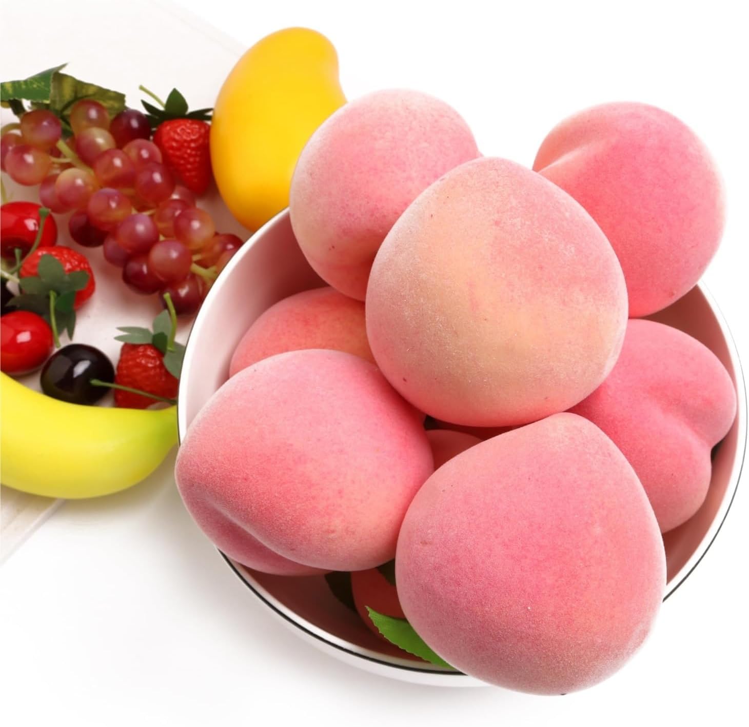 Plastic Fruits for Decoration 6 Pieces of Artificial Peach Fake Fruits Suitable for Home Decoration Lifelike Simulation Fruits