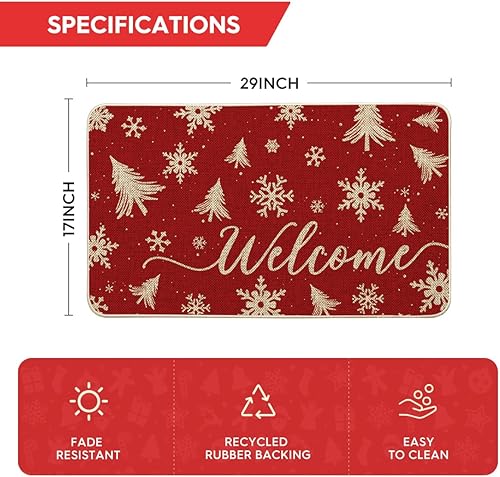 Miniatura 3 de Artoid Mode Tapete de bienvenida de Navidad con árboles de Navidad, diseño de copos de nieve, decoración del hogar, tapete de bajo perfil, tapete