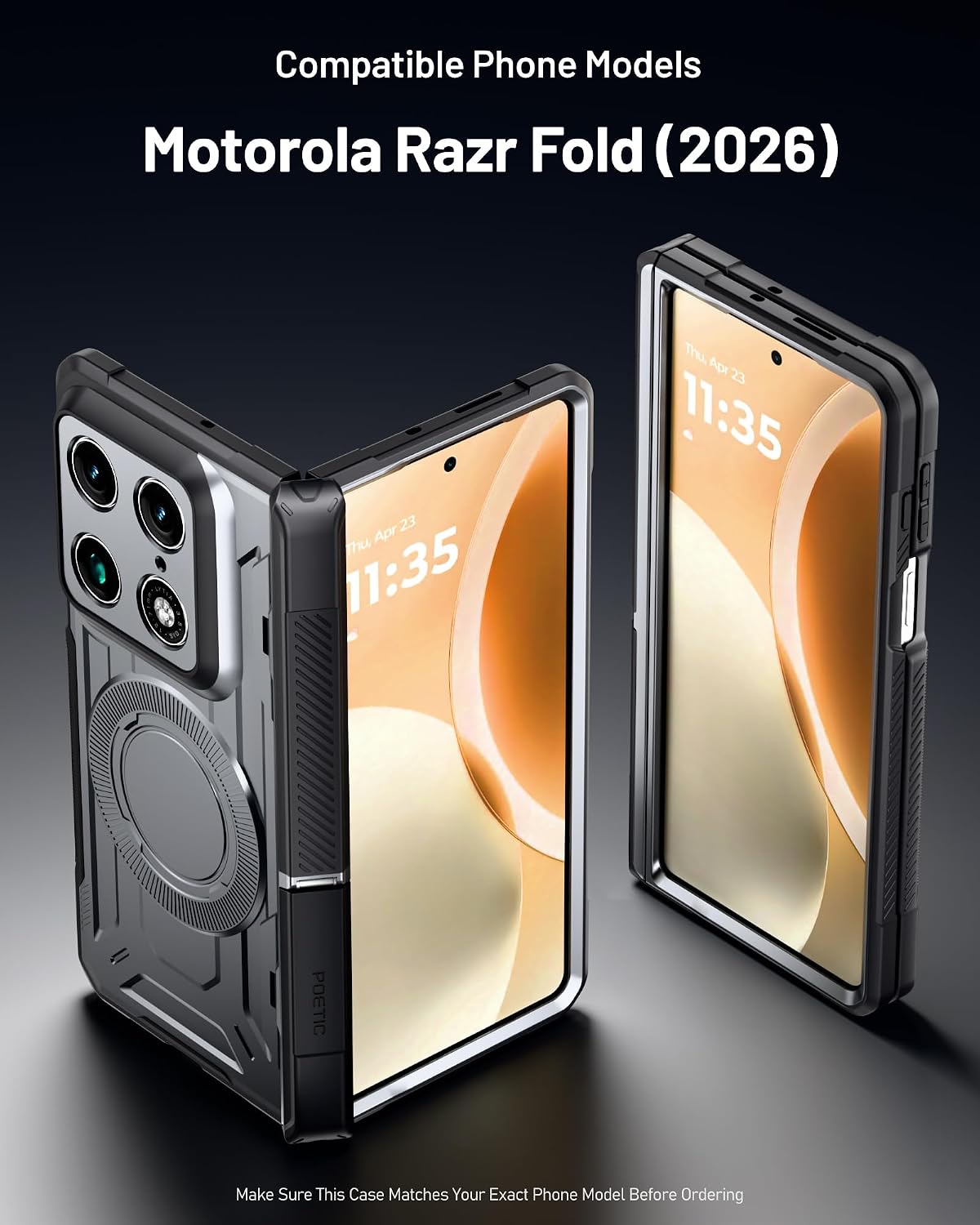 Poetic for Motorola Moto Razr Fold Case, [Hinge Protection] [MagSafe Compatible] [Built-in Screen Protector] Full-Body Rugged Shockproof Protective Phone Cover with Kickstand, Gun Metal thumbnail