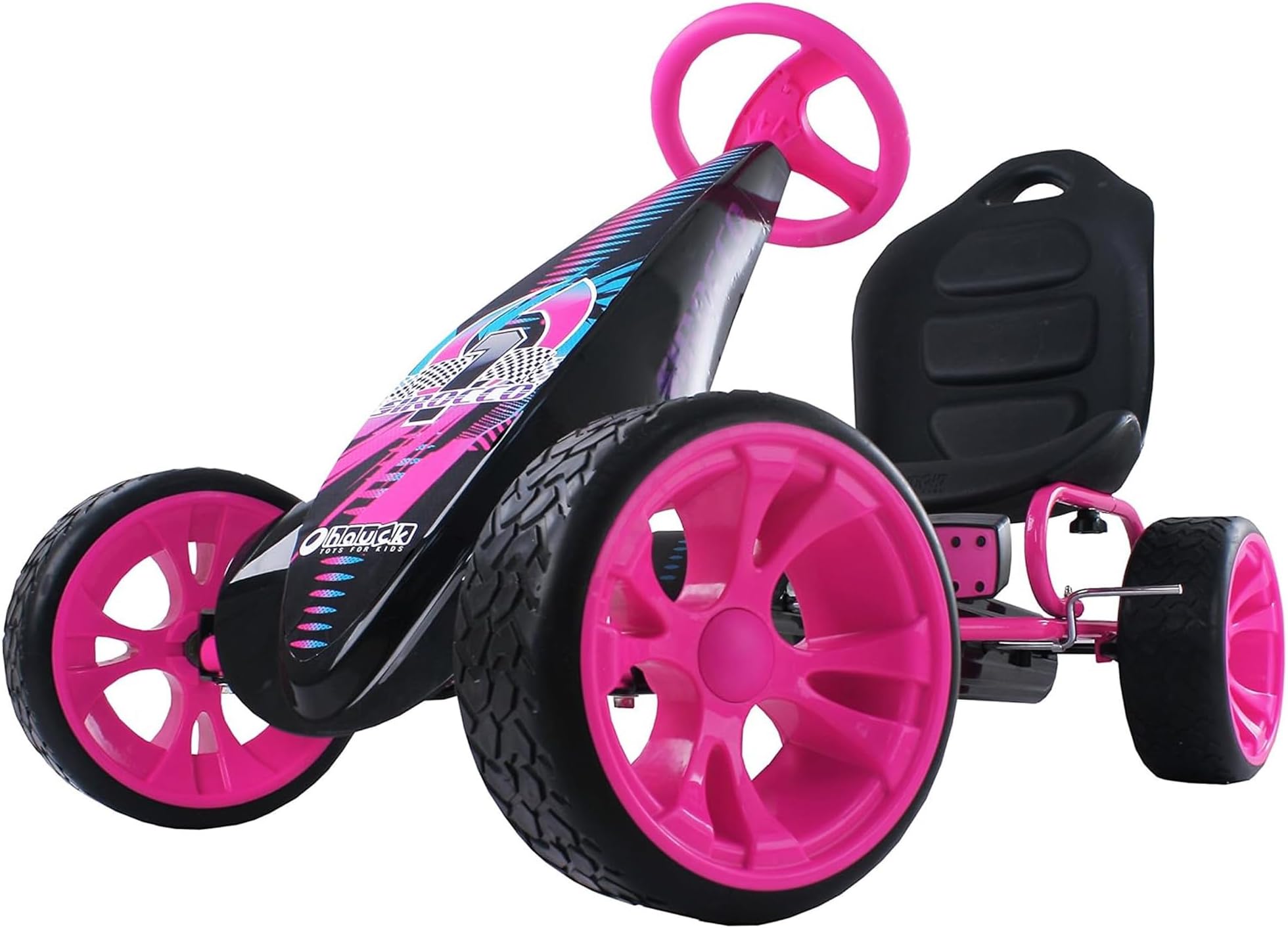 hauck Sirocco Racing Clutch Free Go Kart with Low Profile Rubber Tires, Pink