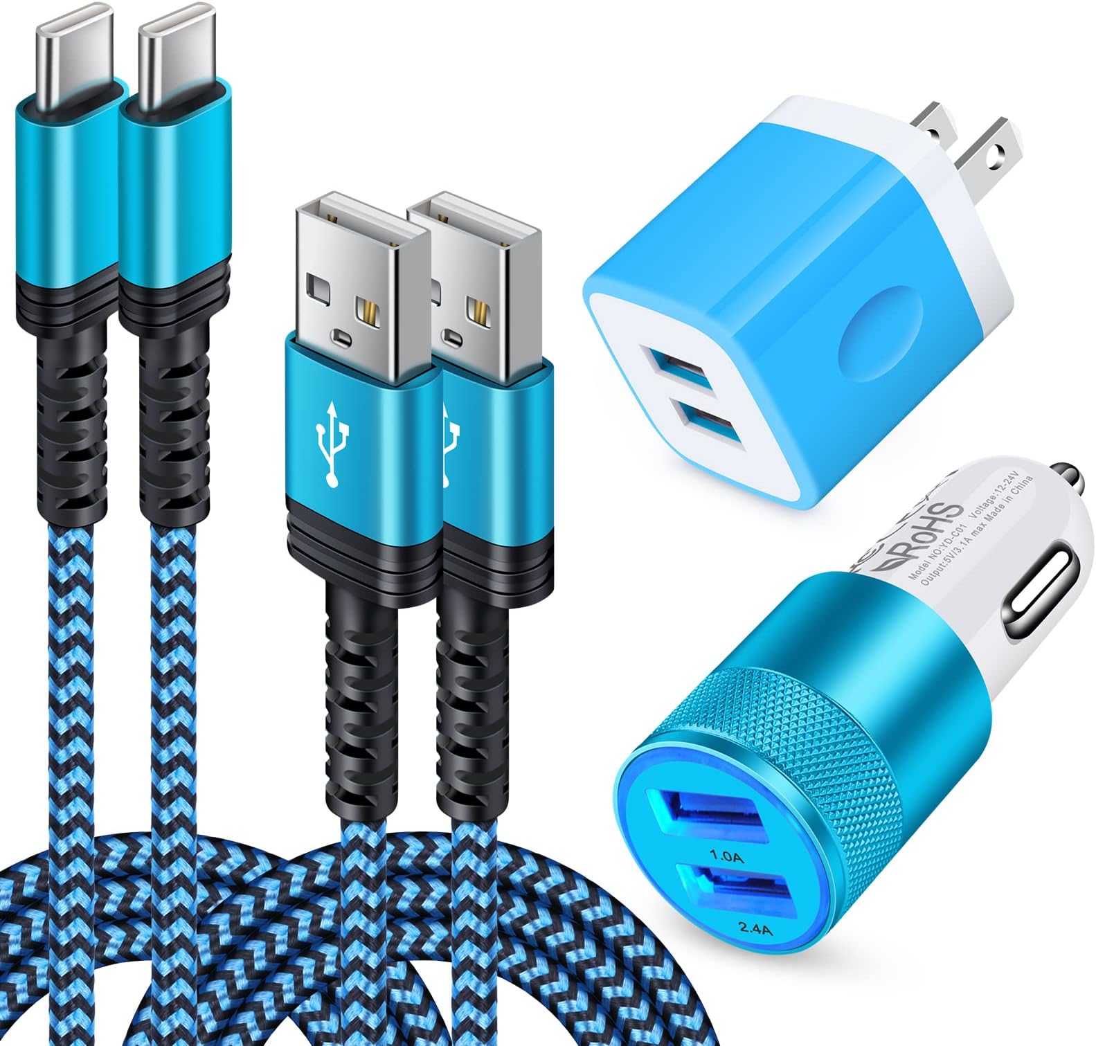 Type C Charger Charging for Samsung Galaxy Z Flip 3 Z Fold 3/2 S22/ S22 Ultra/S22 Plus 5G / S21FE / S20 S21Ultra A13 A52 A03S A20 A50, Android Car Charging Block Wall Plug with C Cable Cord 10Ft
