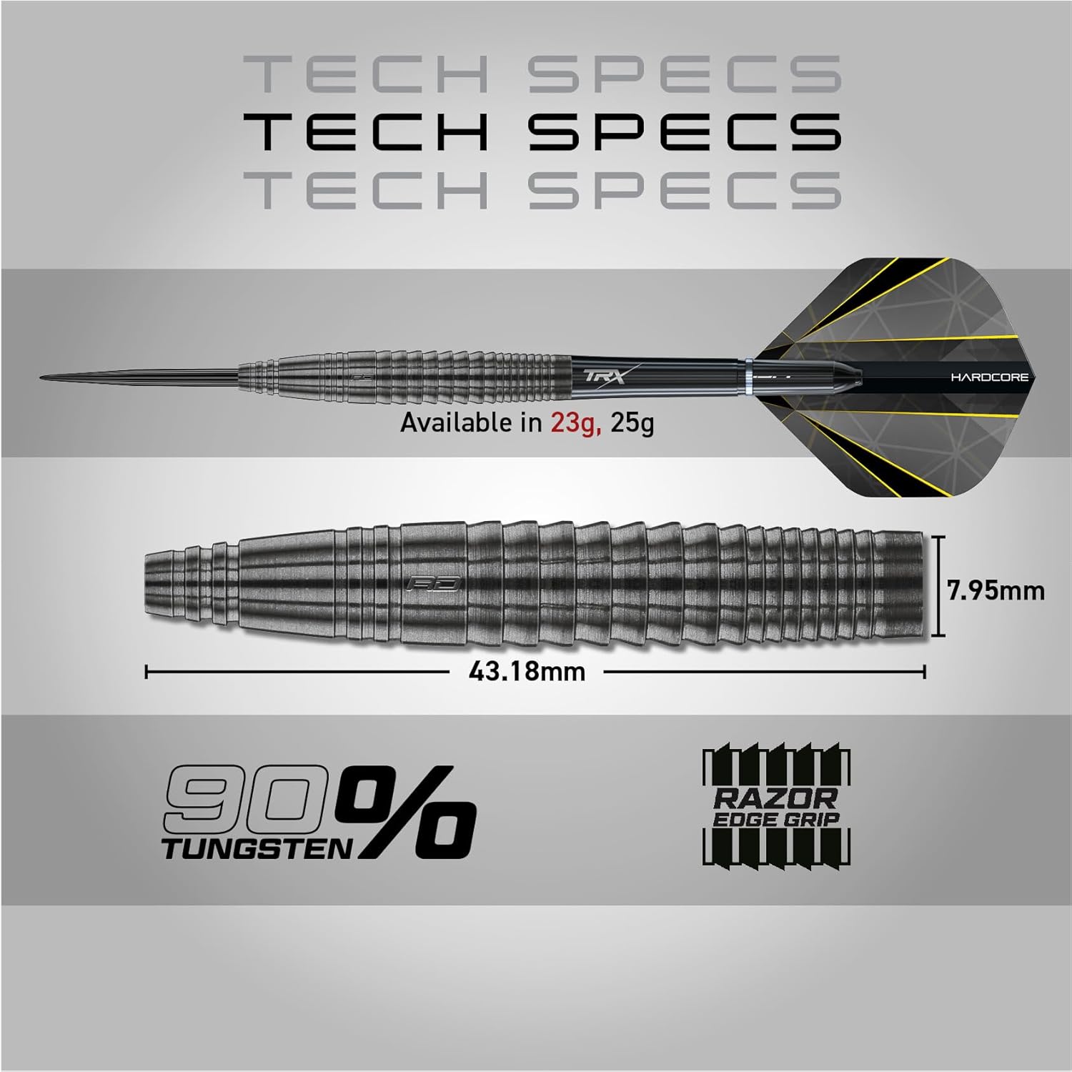 RED DRAGON Darts – Seren Onyx Series - 90% Tungsten Professional Steel tip Darts Set with Dart Flights and Dart Shafts (Stems) - Available in Four Styles - Available in 21g, 22g, 23g, 24g & 25g