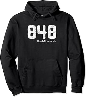 Distressed 848 Area Code North Brunswick, New Jersey Pullover Hoodie