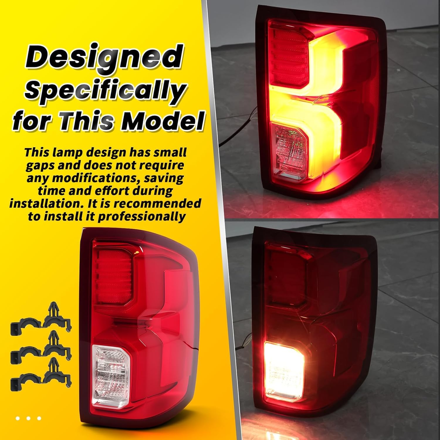 Right Tail Light Assembly Compatible with 2016-2018 Silverado 1500 Rear Brake Light Tail Lamp Passenger Side GM2801294 84288719