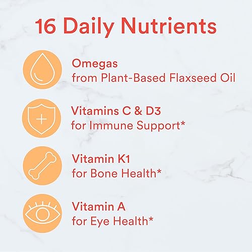 Miniatura 4 de SmartyPants Gomitas multivitamínicas para niños, sin azúcar: Omega 3 (ALA), vitamina D3, C, vitamina B12, B6, A, K y zinc para apoyo inmunológico