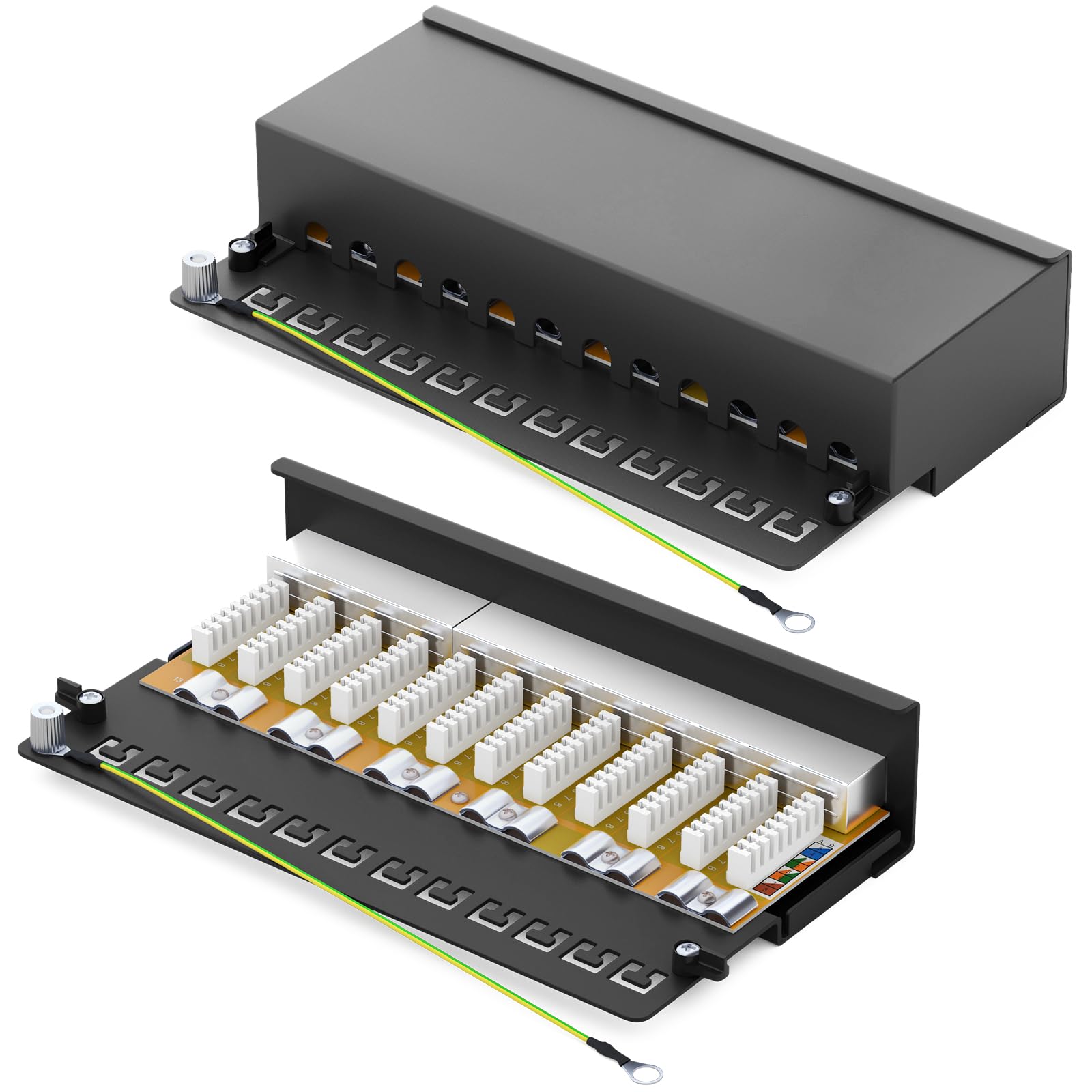 Patch Panel HB-DIGITAL Cat 6 Schermato A 12 Porte - Per Rete Gigabit, Montaggio A Parete O Desktop - Foto 3