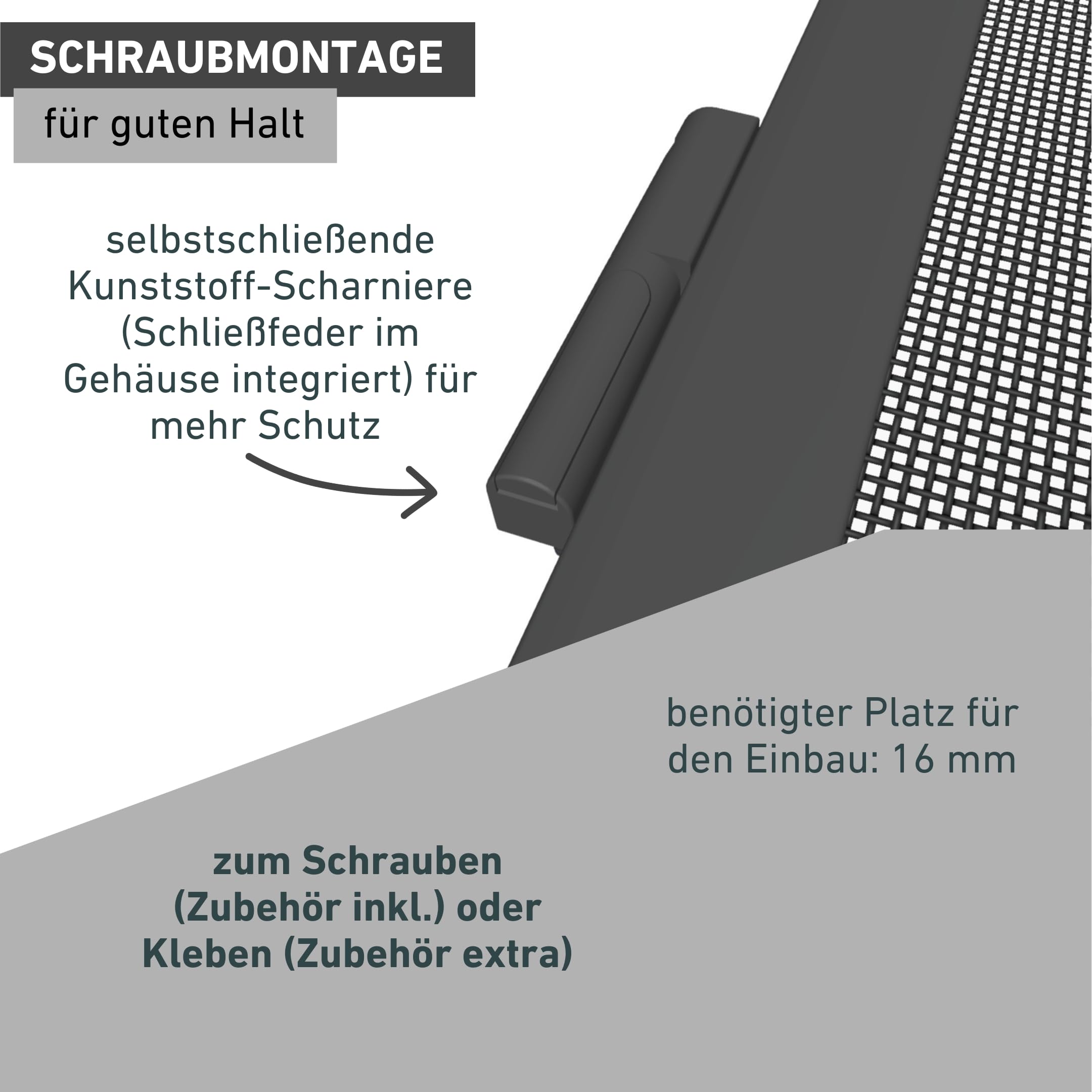 Windhager Insektenschutz Spannrahmen-Tür Plus, Fliegengitter Alurahmen für Türen, individuell kürzbar, 100 x 210 cm, Anthrazit, 04307