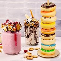 Vista 5 de Boao 5 soportes de madera para donas, soporte de exhibición desmontable para bodas, suministros de fiesta de cumpleaños (estilo redondo)