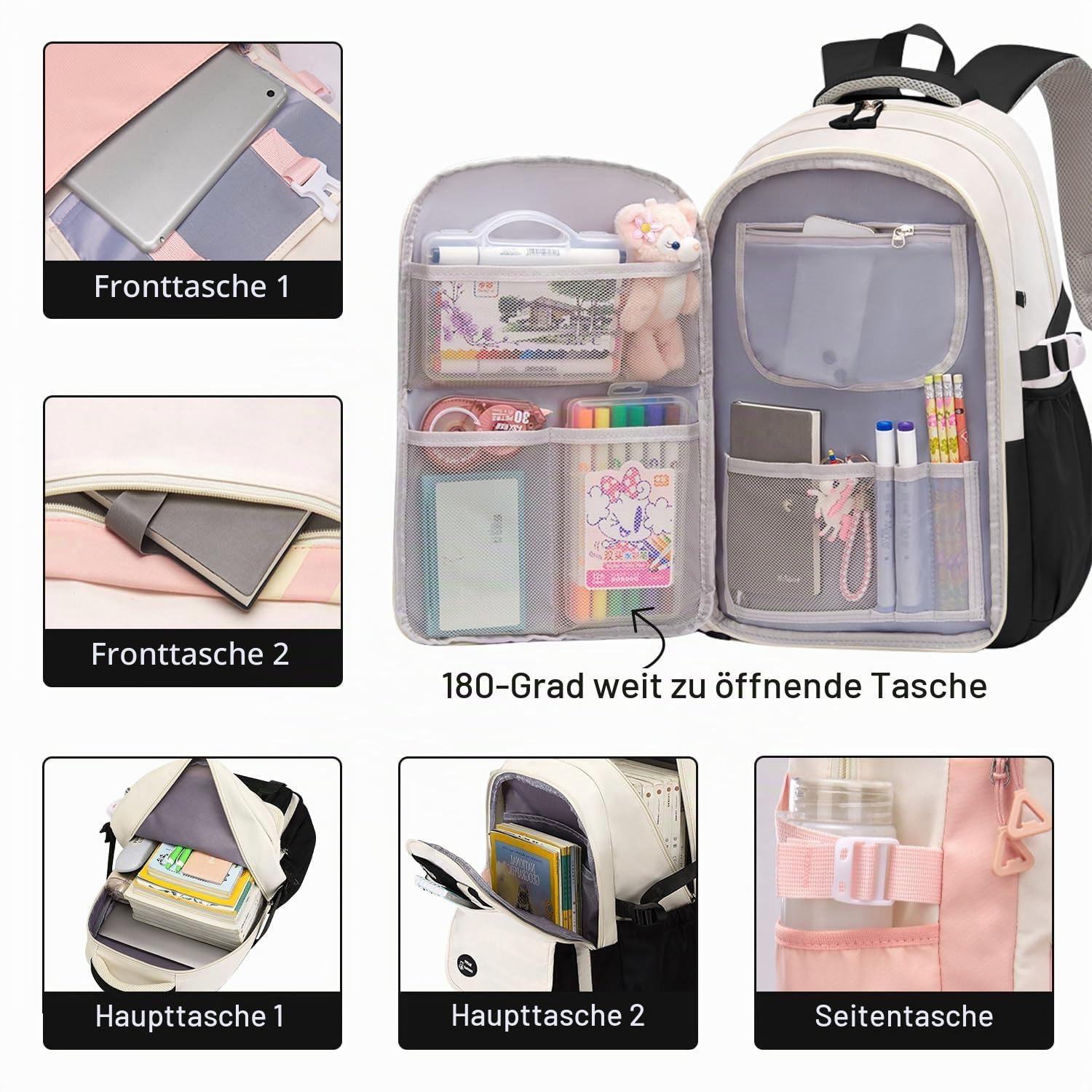 Schulrucksack Mädchen Teenager Jungen Rucksack Schule, Schulranzen Groß Kinderrucksack Tagesrucksäcke Damen Daypack 3 4 5 6 7 8 9 Klasse Kinder 10 11 12 13 14 15 16 17 18 Jahre Schultasche