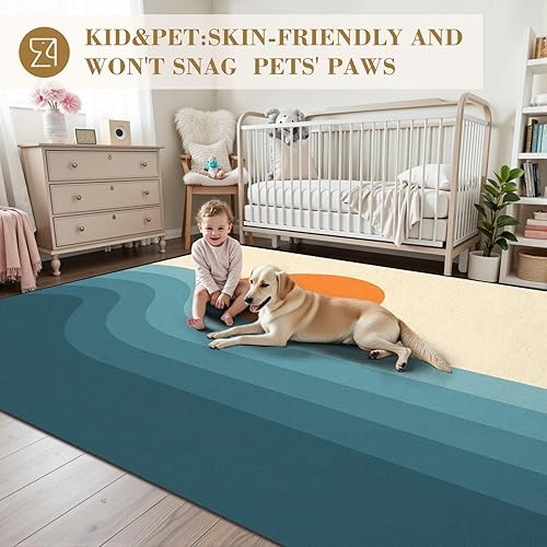 Miniatura 4 de 6x9 Area Rugs Rugs for Bedroom Washable Rug Retro Abstract Sunset Landscape 70s Style mid Century Modern Carpet Carpet for Bedroom Living Room