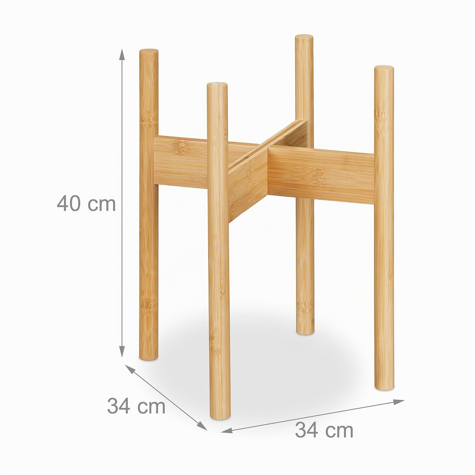 Relaxdays Supporto per Fiori e Piante in Vaso da D: 29 cm, Set da 3 Portavasi, Fioriere da Interno, in bambù, Naturale